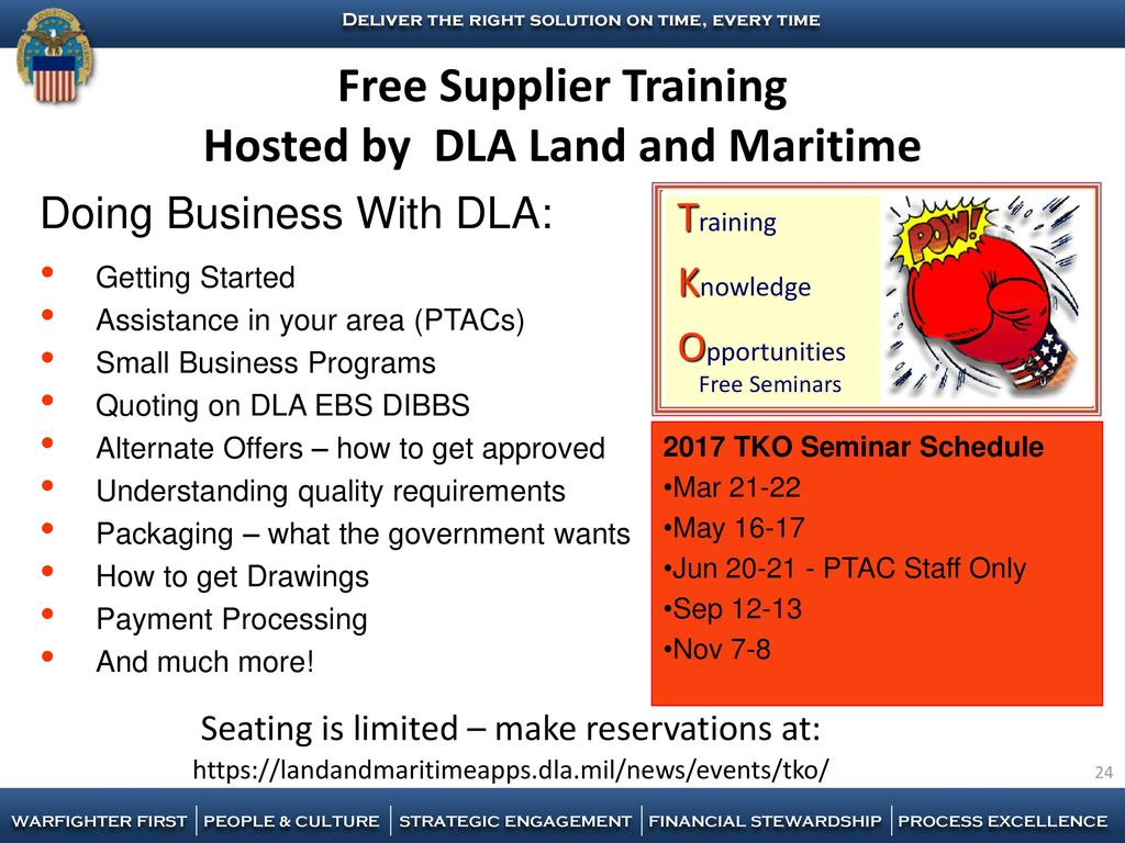 Free Supplier Training Hosted by DLA Land and Maritime