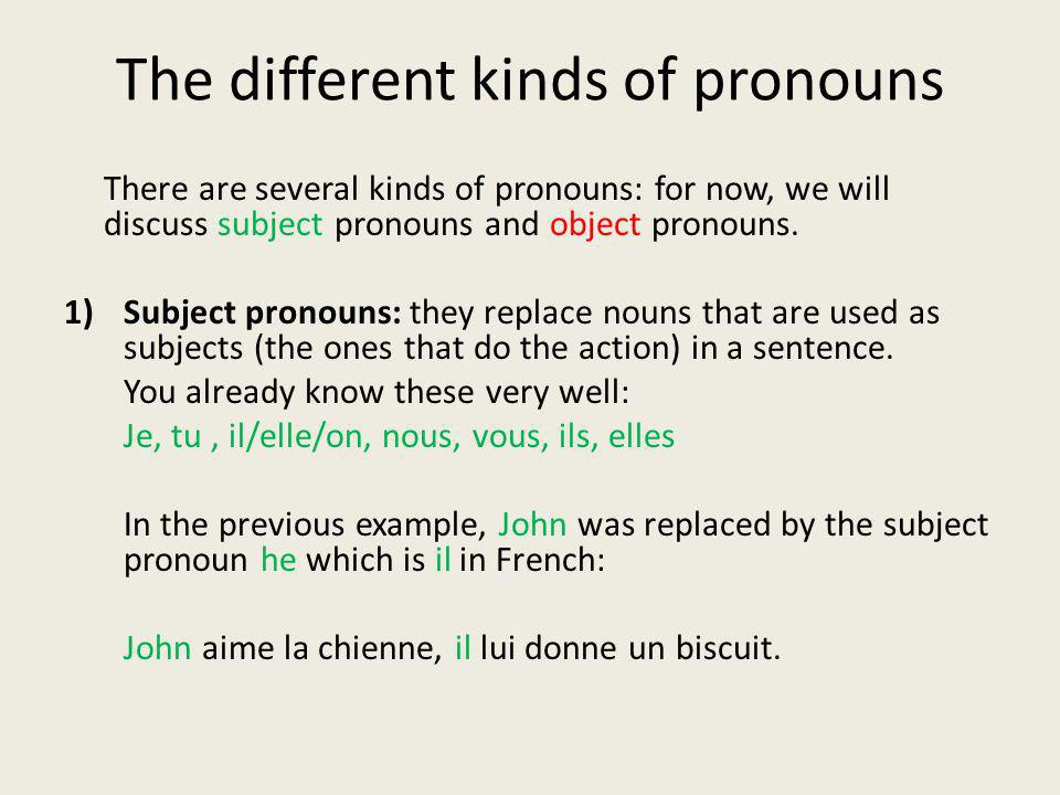 The different kinds of pronouns