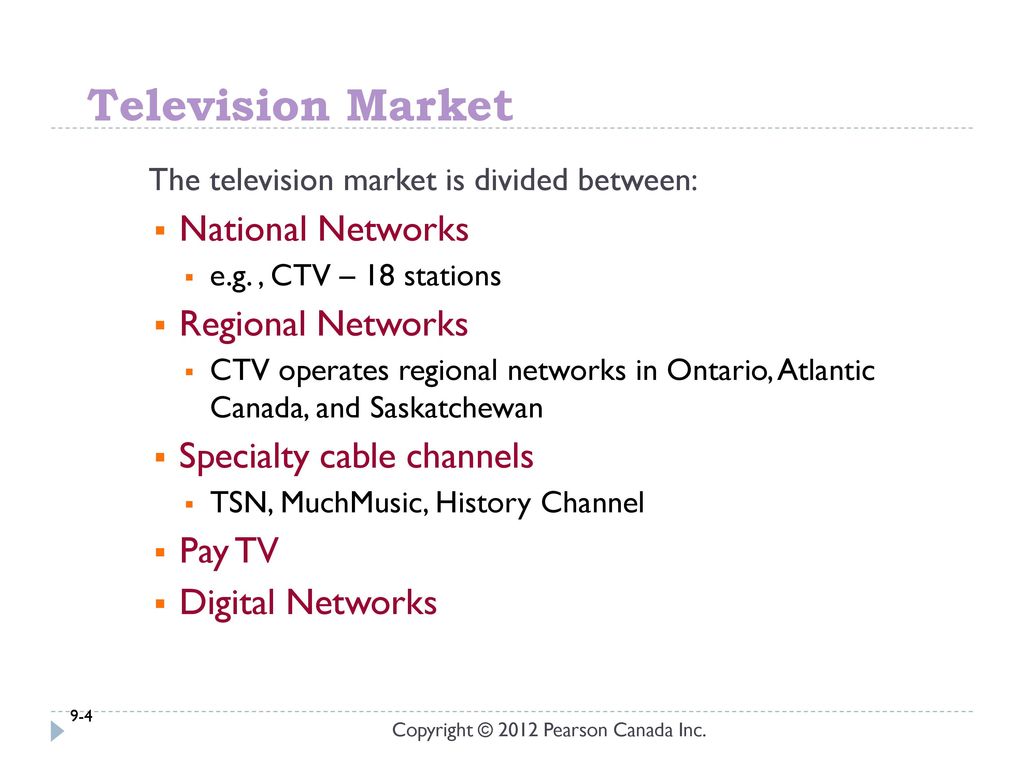 Television Market National Networks Regional Networks