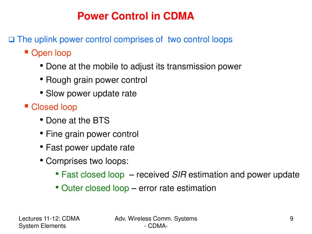 Adv. Wireless Comm. Systems - CDMA-