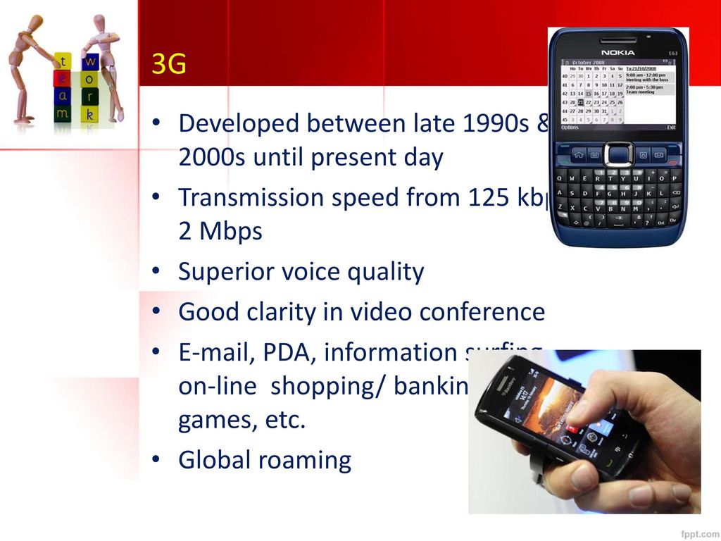 3G Developed between late 1990s & early 2000s until present day