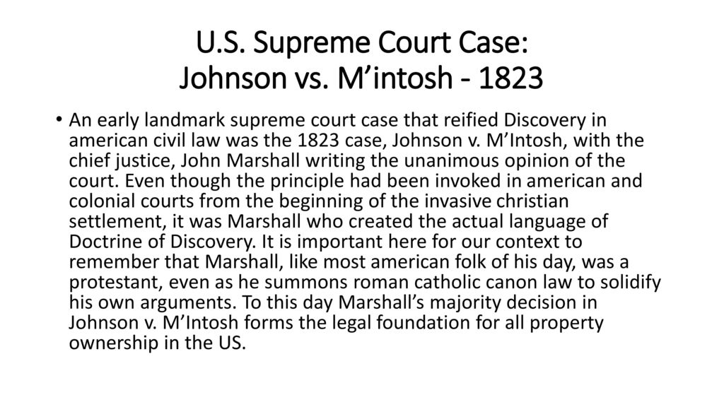 U.S. Supreme Court Case: Johnson vs. M’intosh