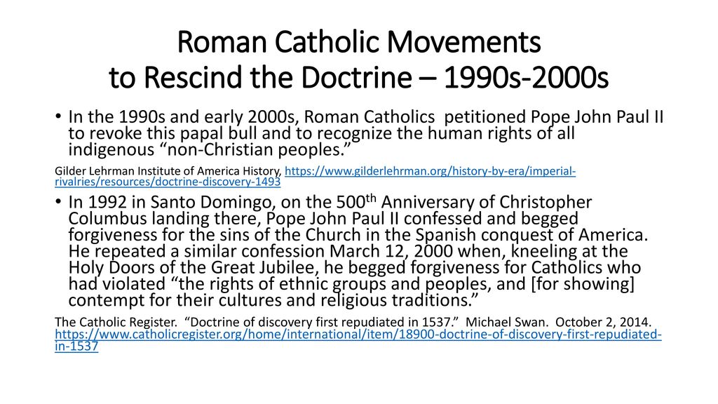 Roman Catholic Movements to Rescind the Doctrine – 1990s-2000s
