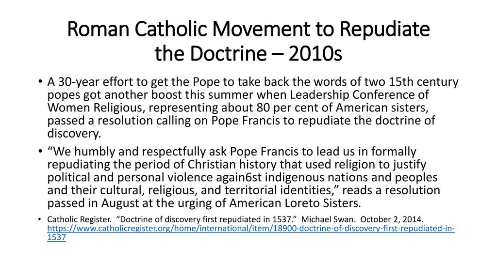 Roman Catholic Movement to Repudiate the Doctrine – 2010s