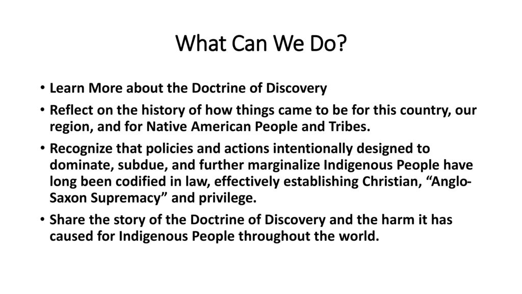 What Can We Do Learn More about the Doctrine of Discovery