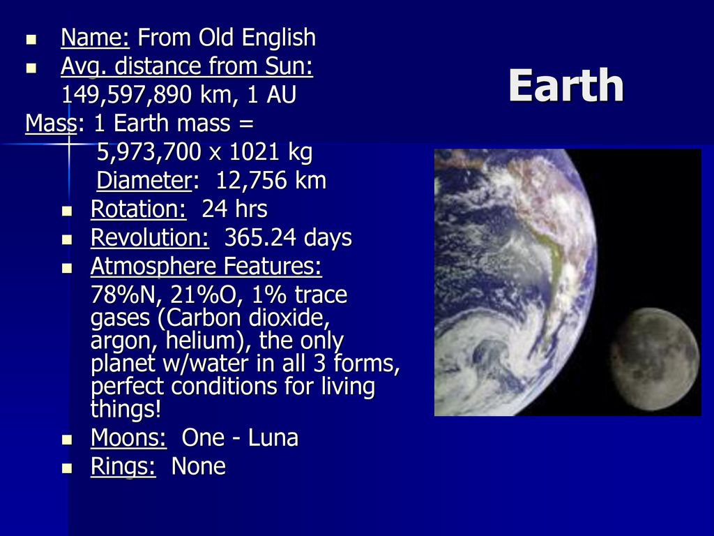 features of earth planet