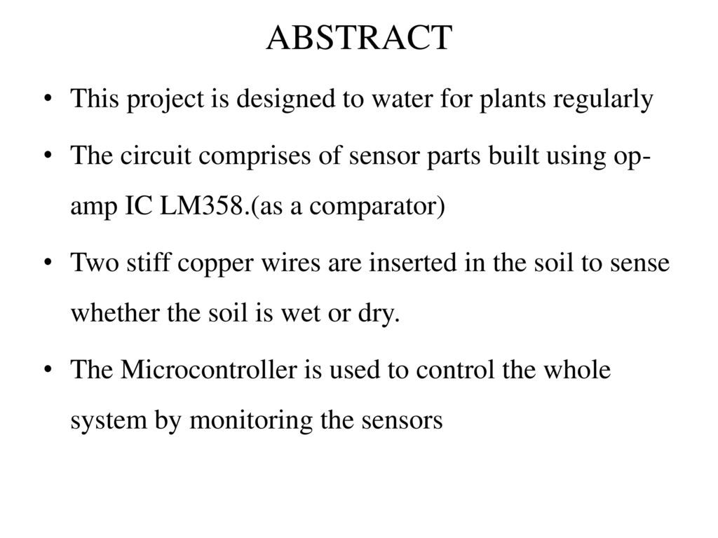 Sensing Soil Moisture Content Automatic Irrigation System Ppt