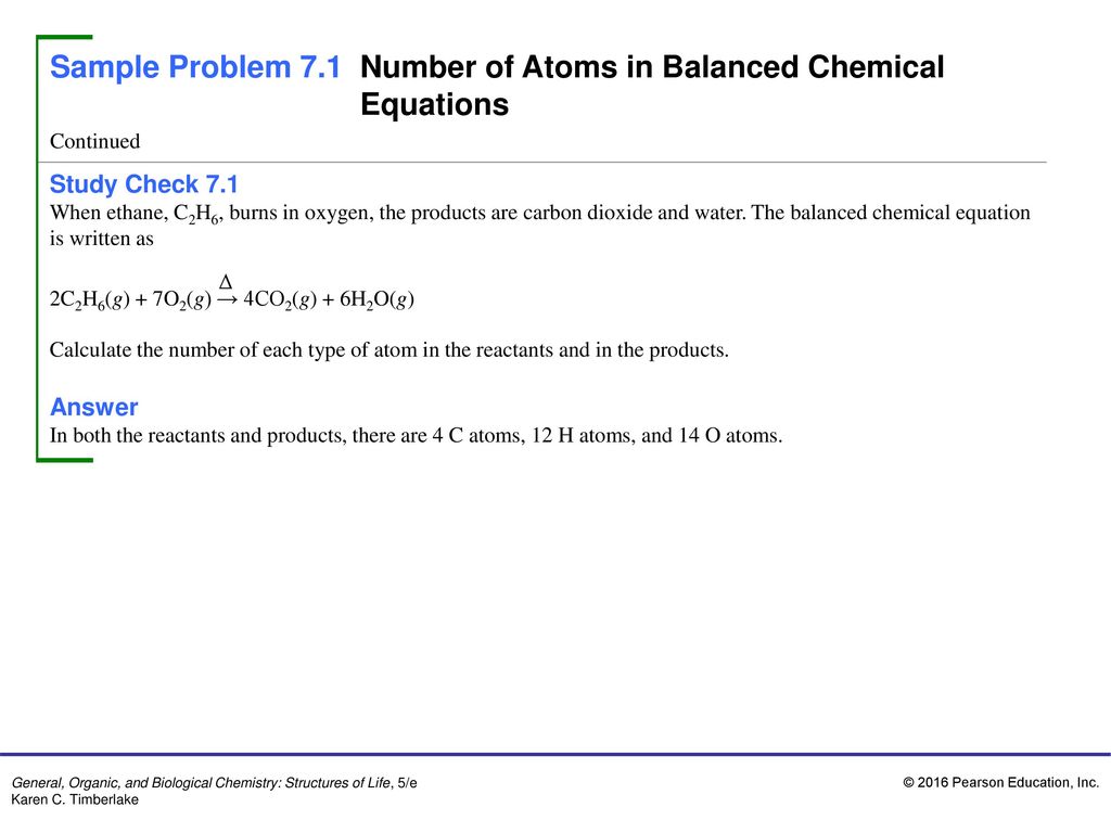 Sample Problem 7 1 Number Of Atoms In Balanced Chemical Equations Ppt Video Online Download