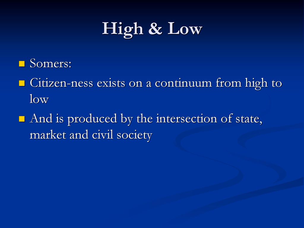 High & Low Somers: Citizen-ness exists on a continuum from high to low