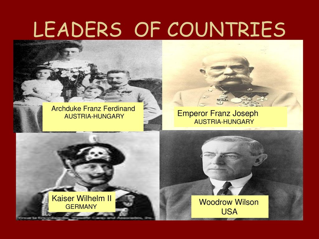 LEADERS OF COUNTRIES Emperor Franz Joseph Kaiser Wilhelm II
