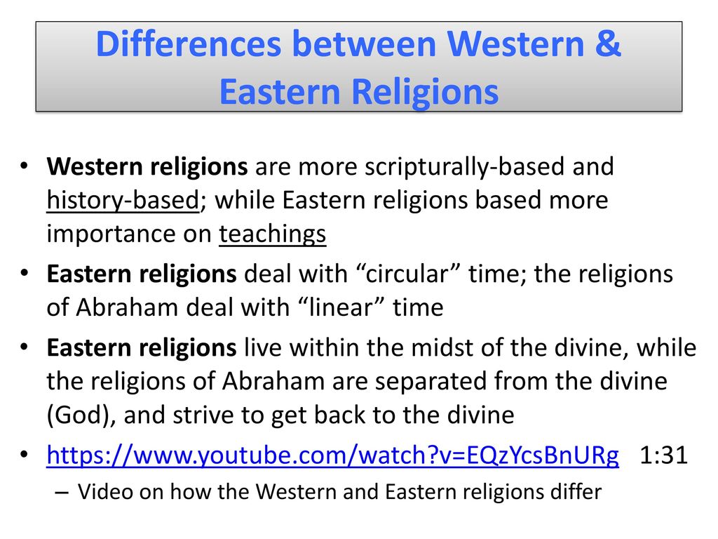 differences between eastern and western religions