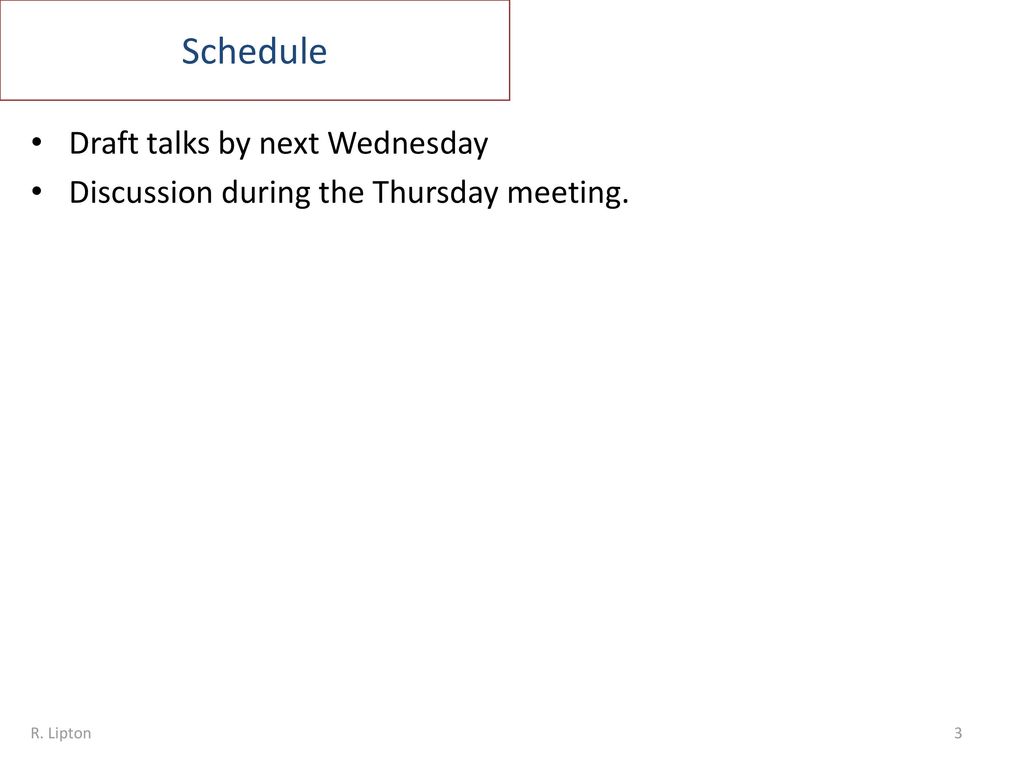 Schedule Draft talks by next Wednesday