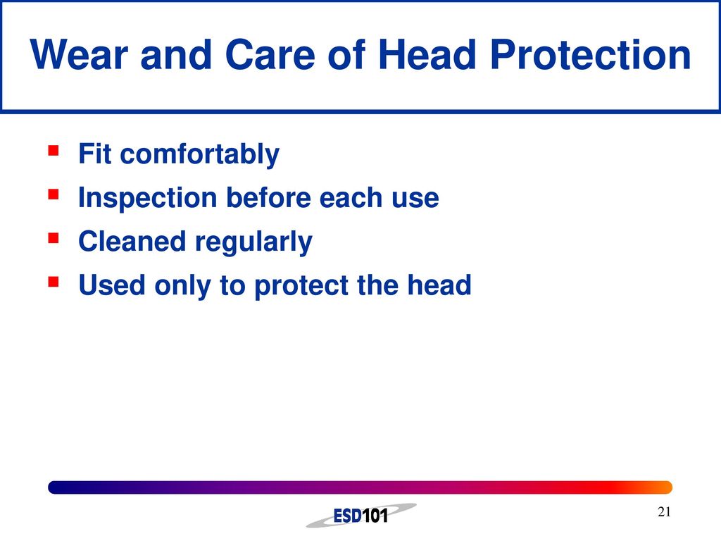 Wear and Care of Head Protection