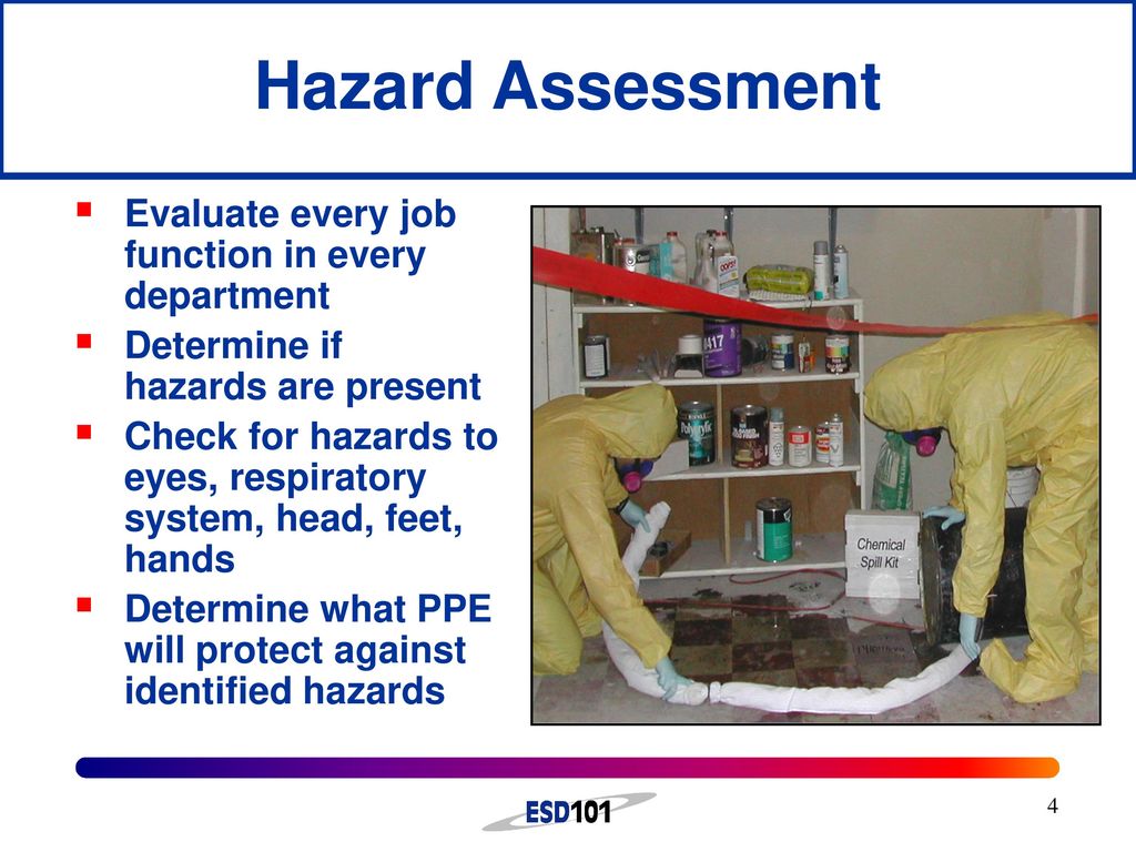 Hazard Assessment Evaluate every job function in every department