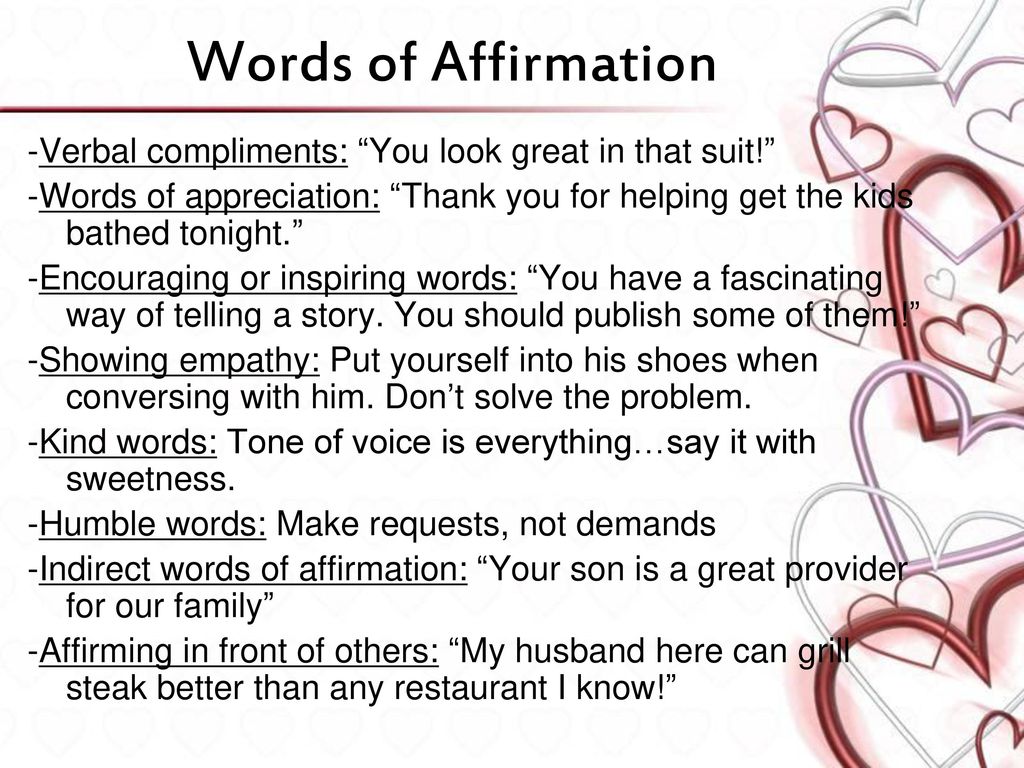 Of love language affirmation words Words of