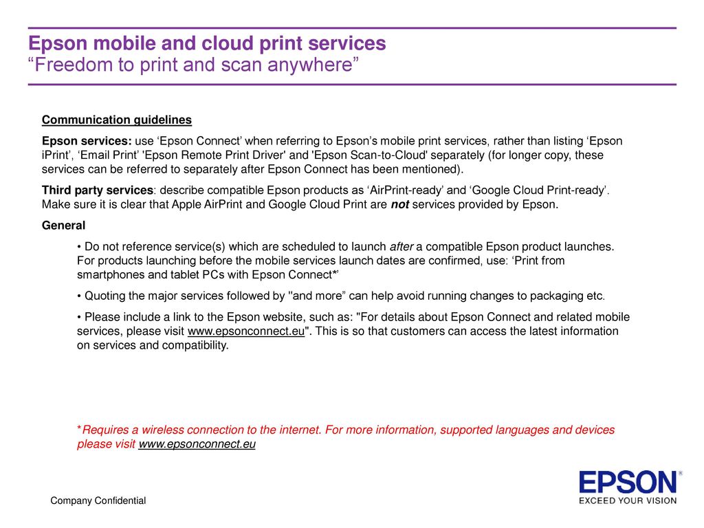 EPSON MOBILE AND CLOUD PRINT SERVICES PROPOSITION FY12 update - ppt download