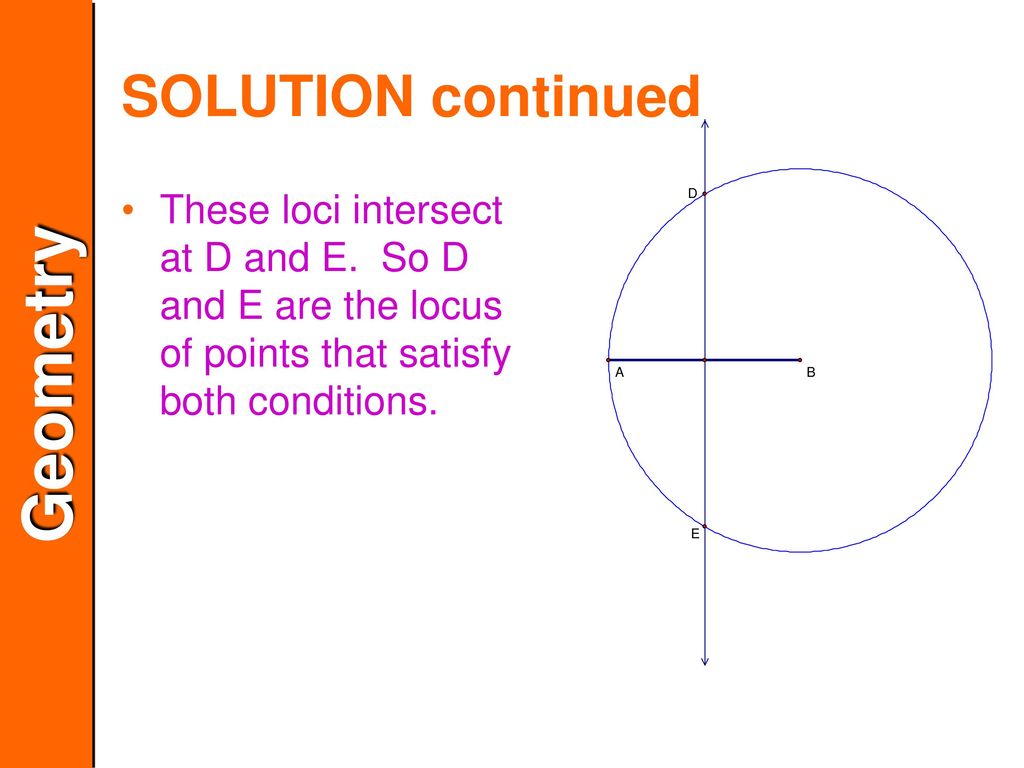SOLUTION continued These loci intersect at D and E.