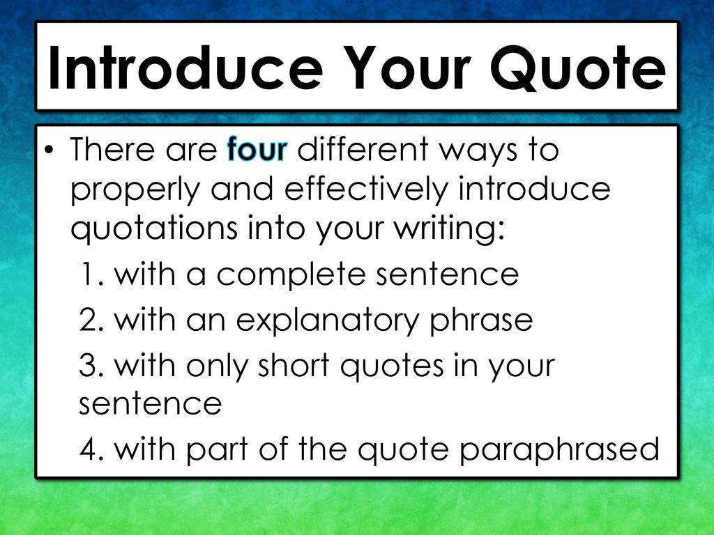 how to introduce a quote
