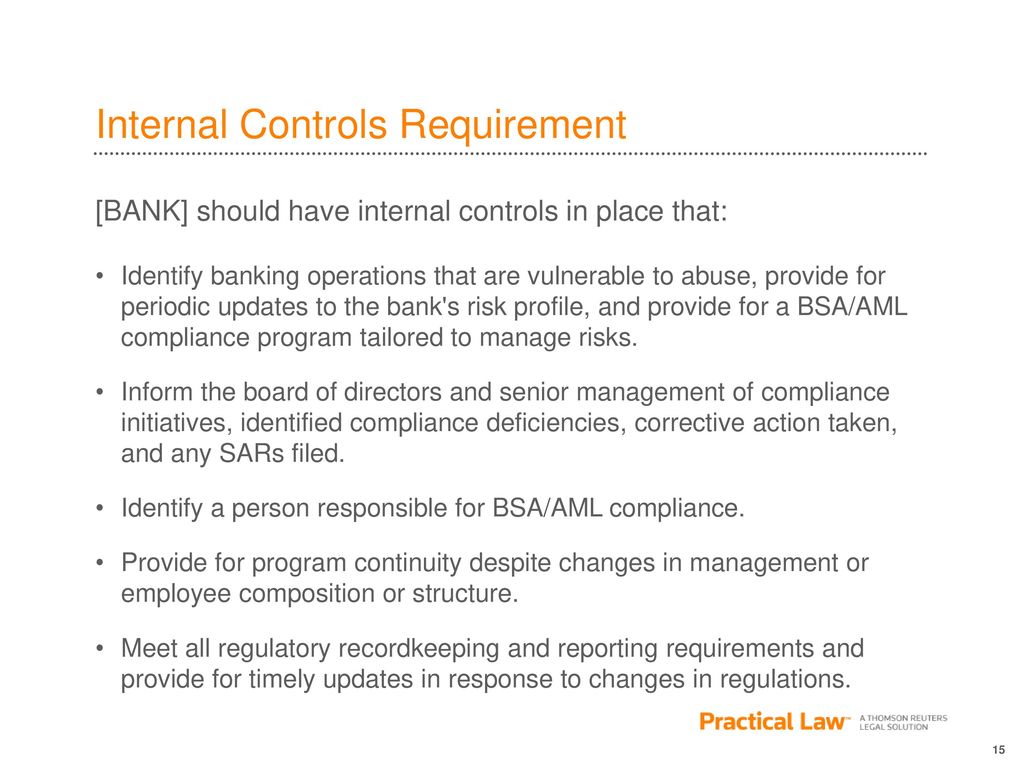 Internal Controls Requirement