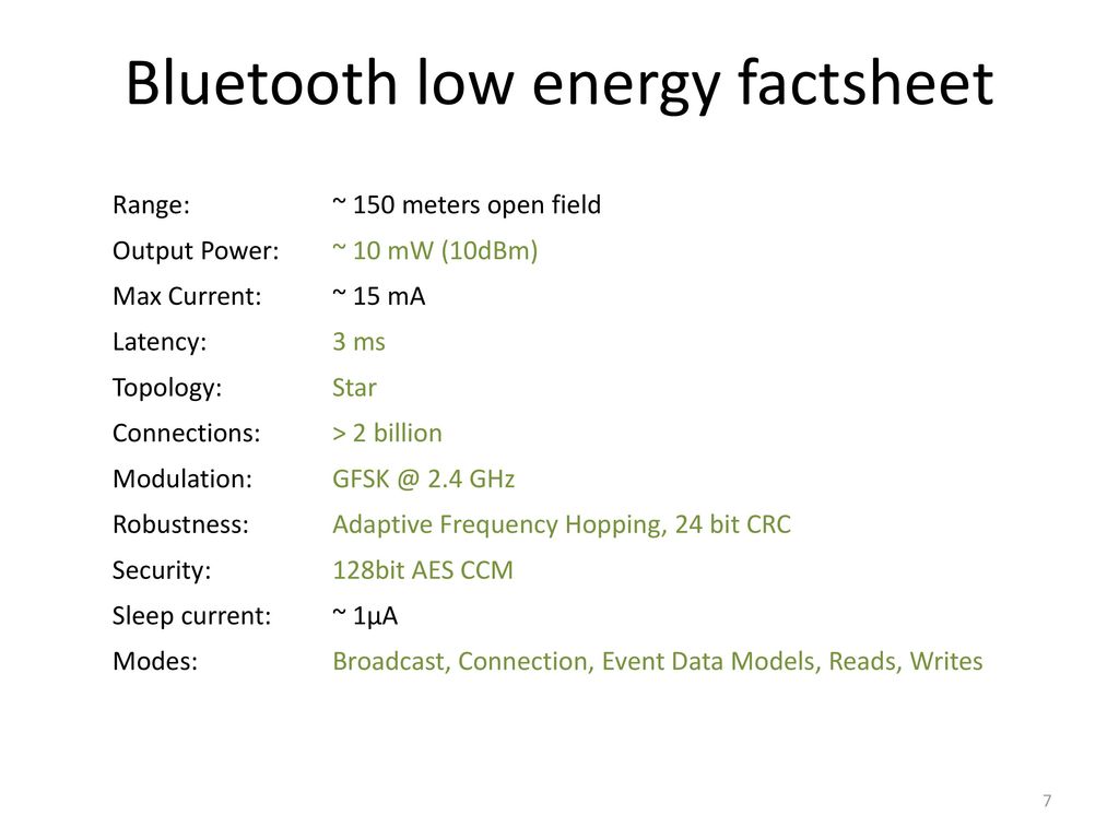 Bluetooth low energy factsheet