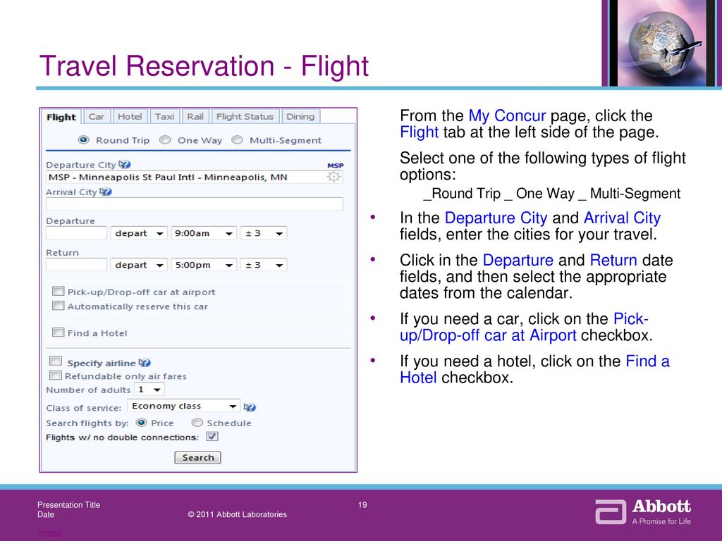Travel Reservation - Flight
