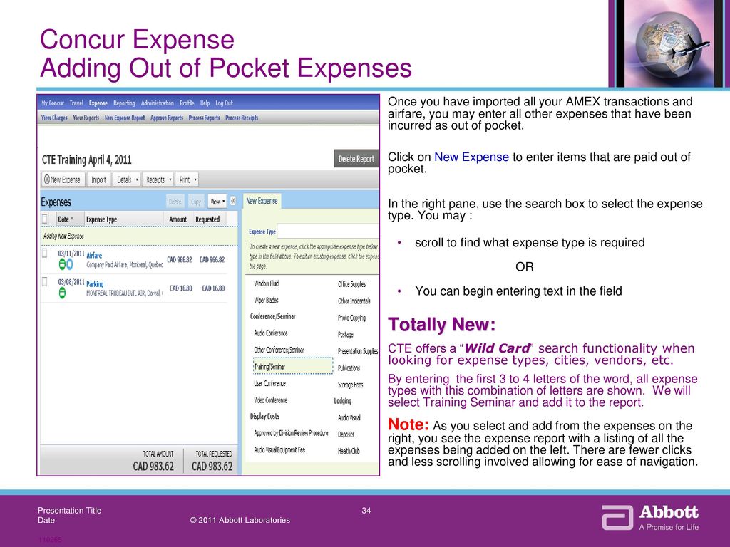 Concur Expense Adding Out of Pocket Expenses