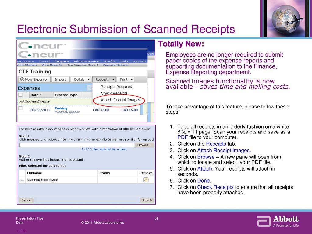 Electronic Submission of Scanned Receipts