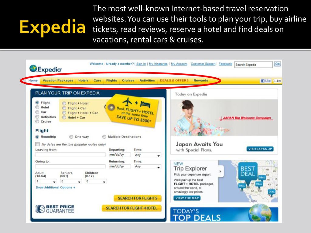 The most well-known Internet-based travel reservation websites