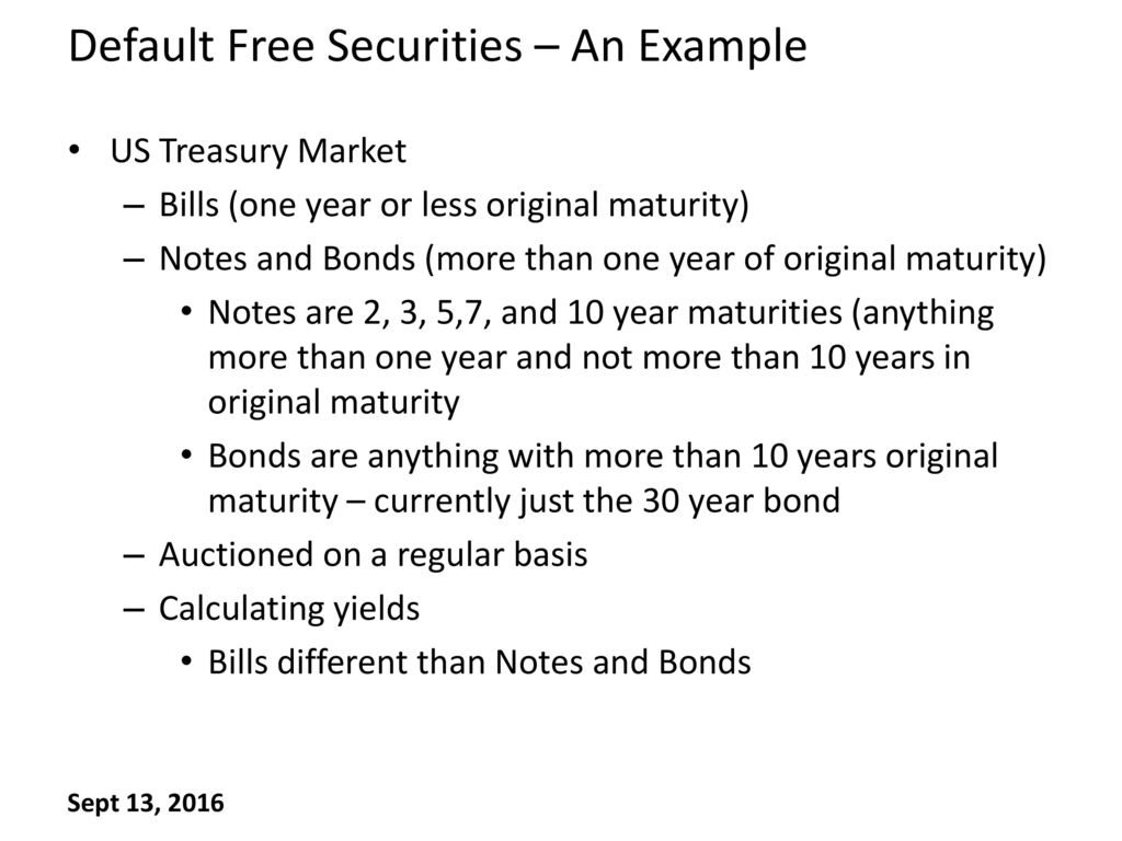 Default Free Securities – An Example