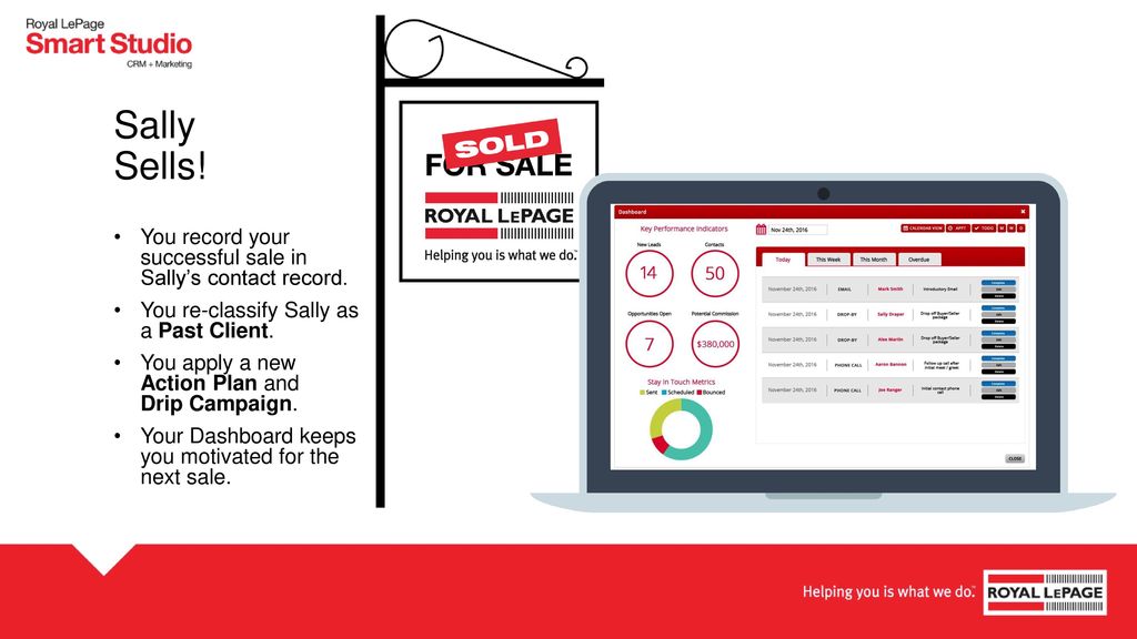Sally Sells! You record your successful sale in Sally’s contact record. You re-classify Sally as a Past Client.