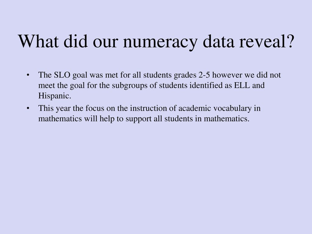 What did our numeracy data reveal