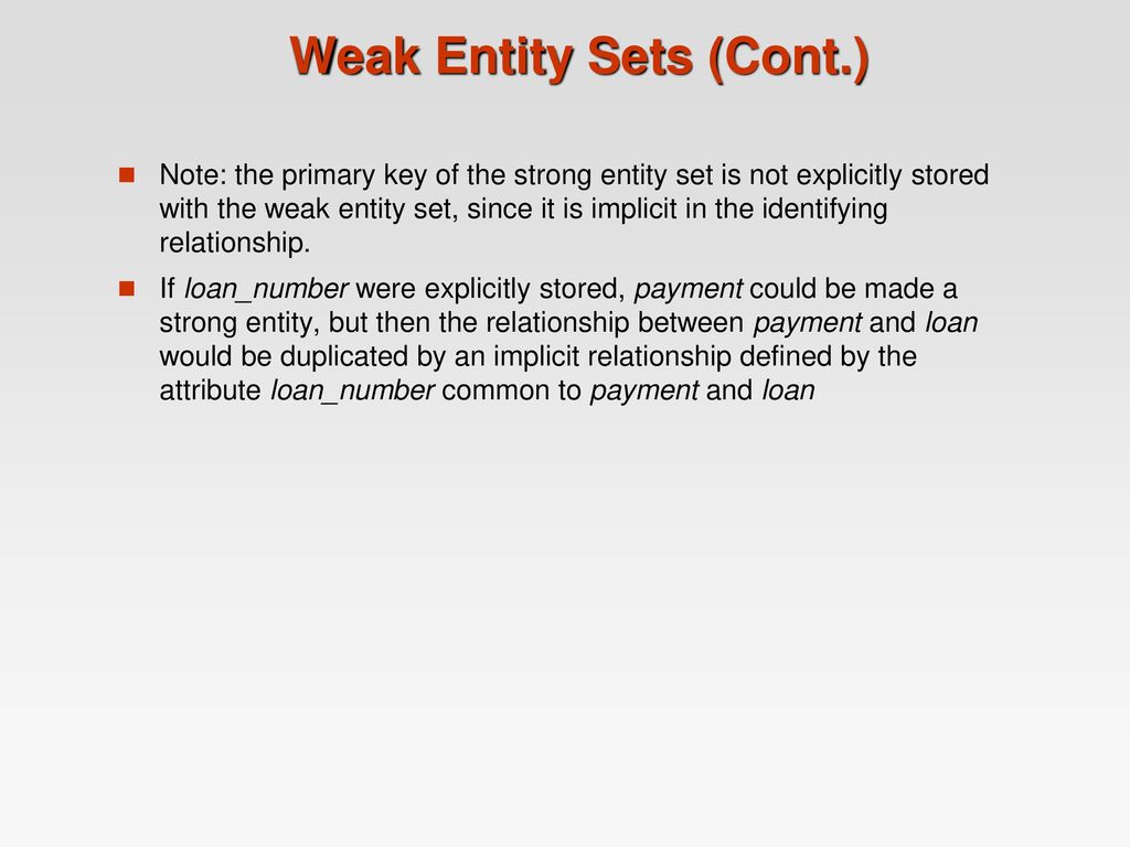 Weak Entity Sets (Cont.)