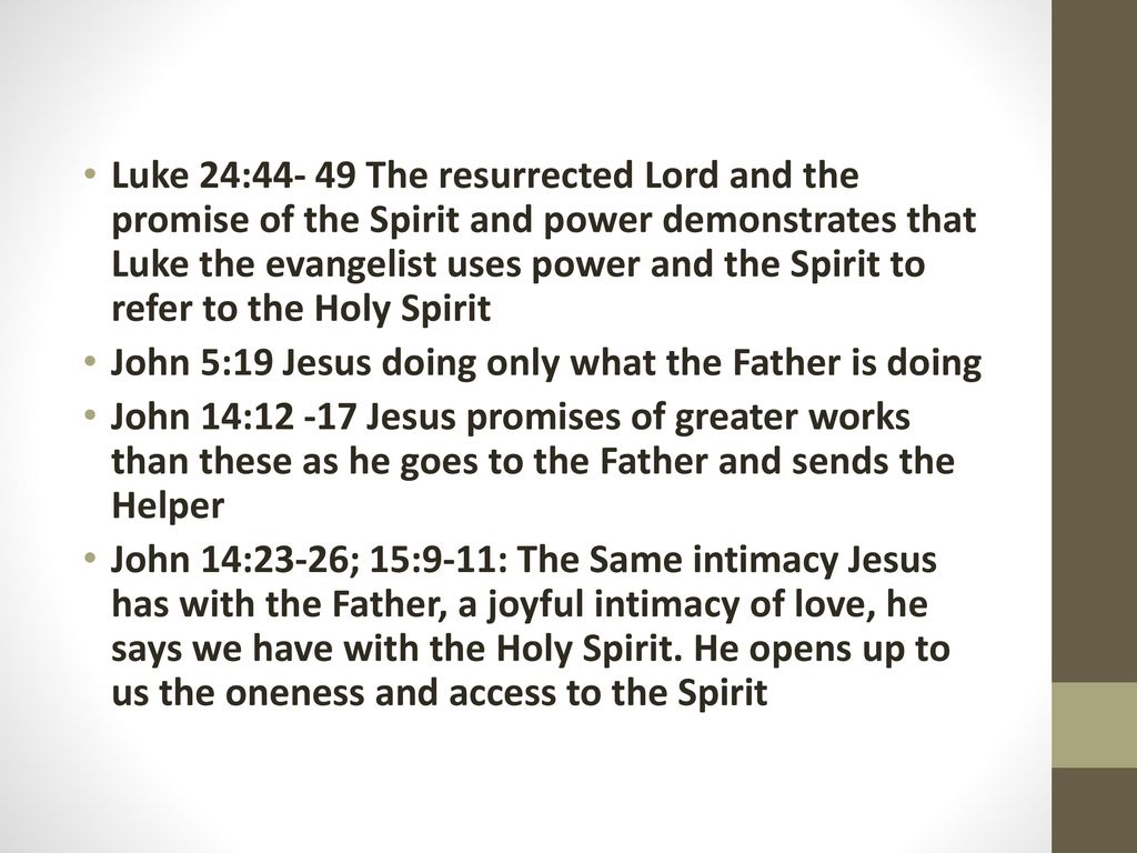 Luke 24: The resurrected Lord and the promise of the Spirit and power demonstrates that Luke the evangelist uses power and the Spirit to refer to the Holy Spirit