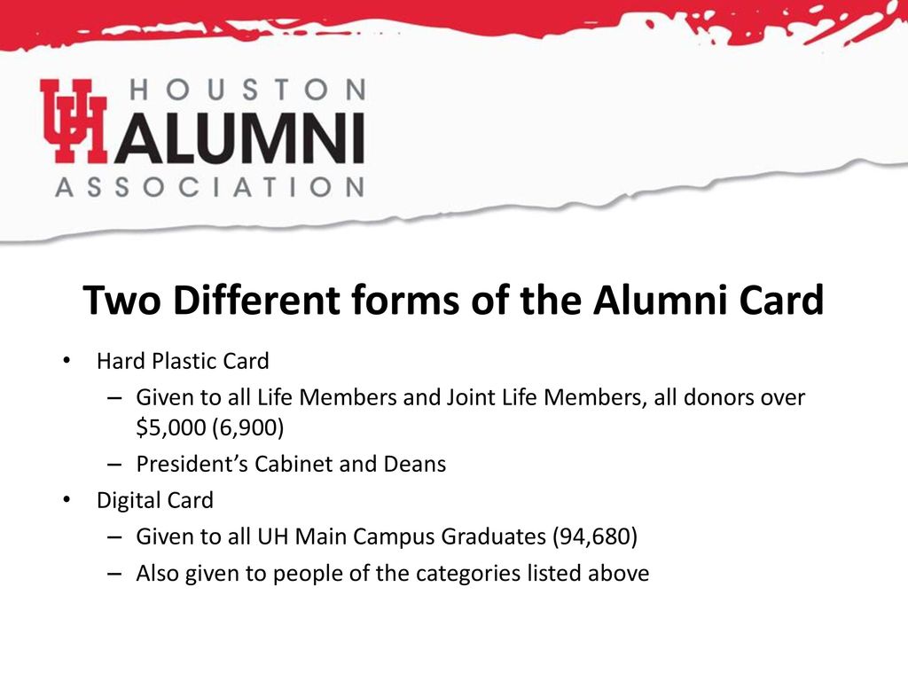 Two Different forms of the Alumni Card