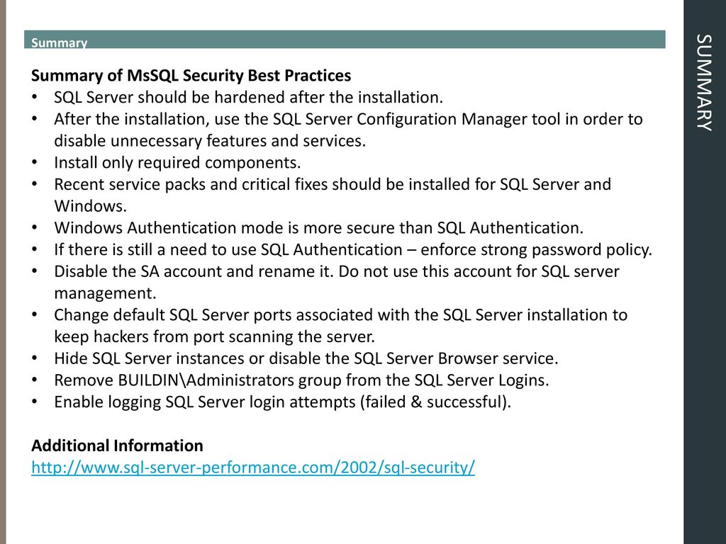 Sql implementation administration ppt download