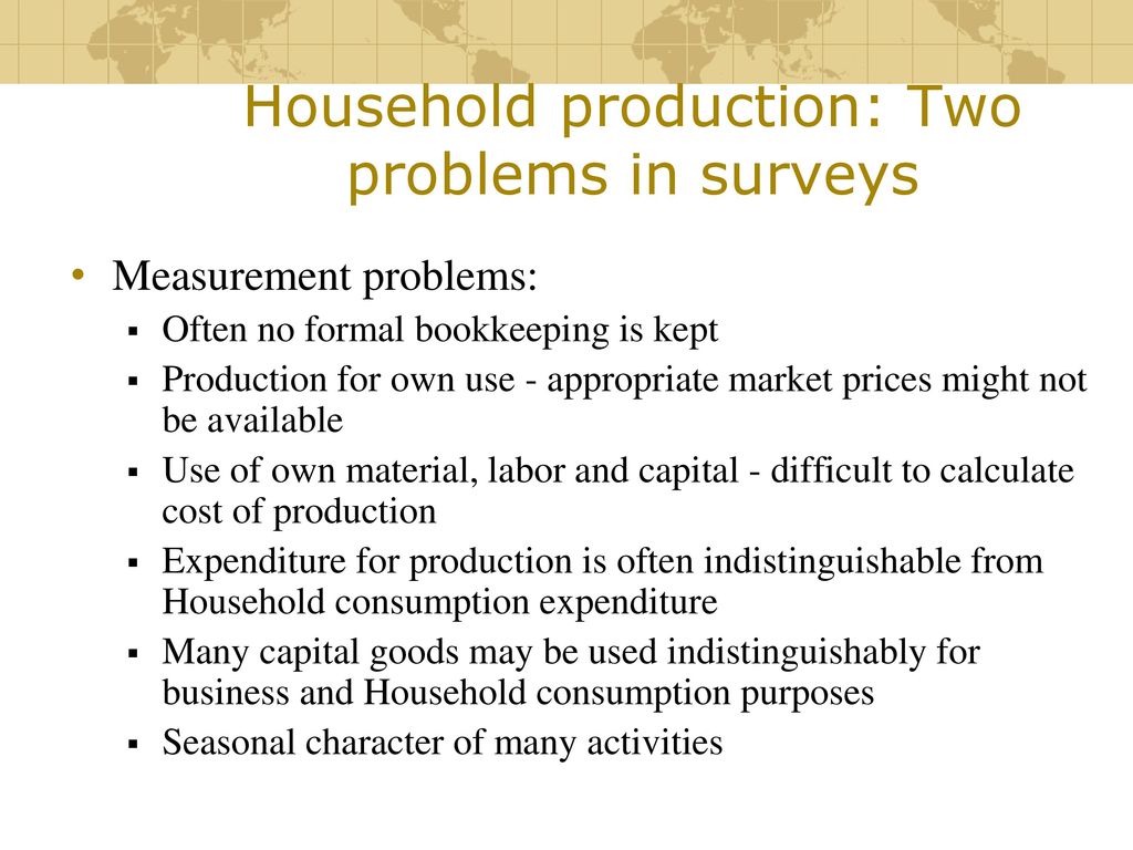 Household production: Two problems in surveys