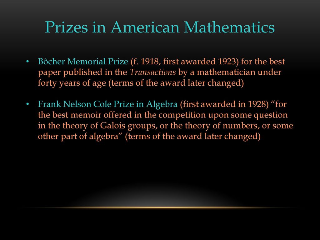 AMS :: Frank Nelson Cole Prize in Number Theory