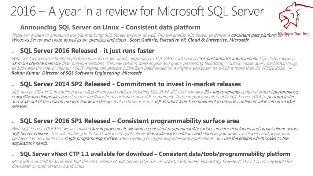 How SQL Server 2016 SP1 Changes the Game - ppt download