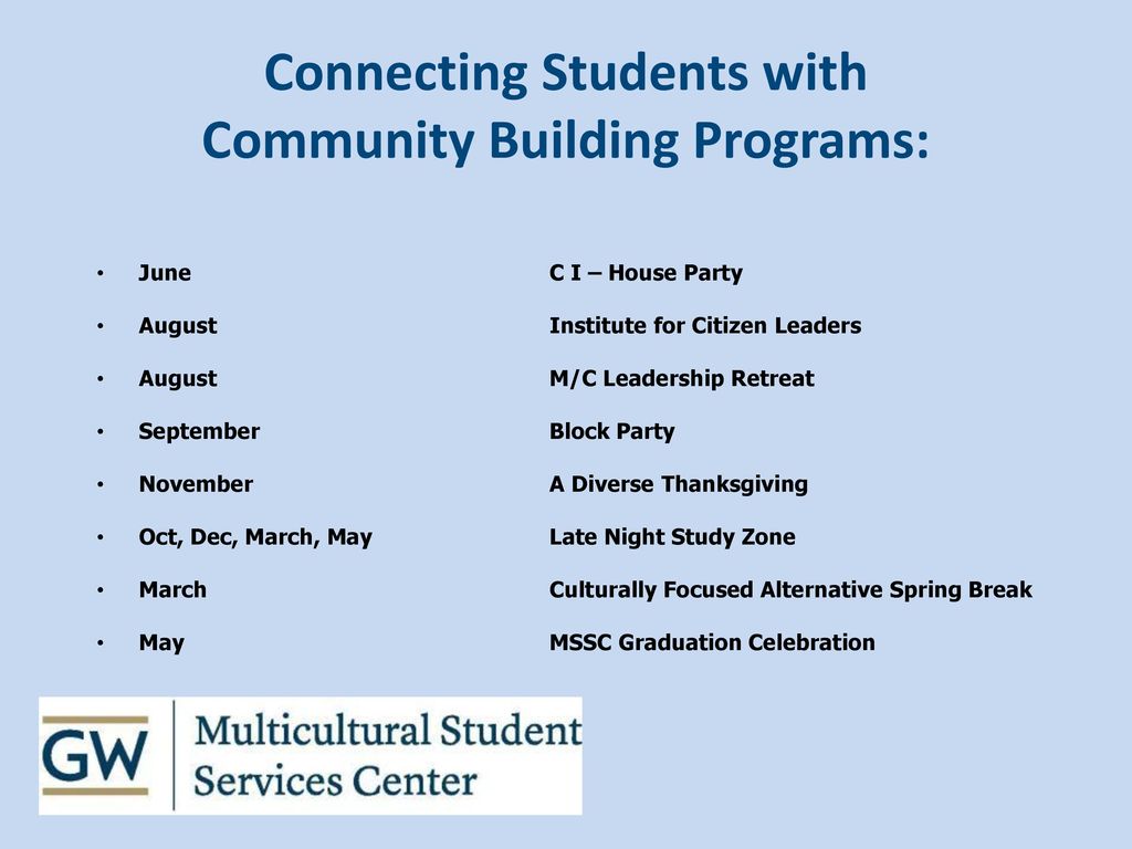 Connecting Students with Community Building Programs: