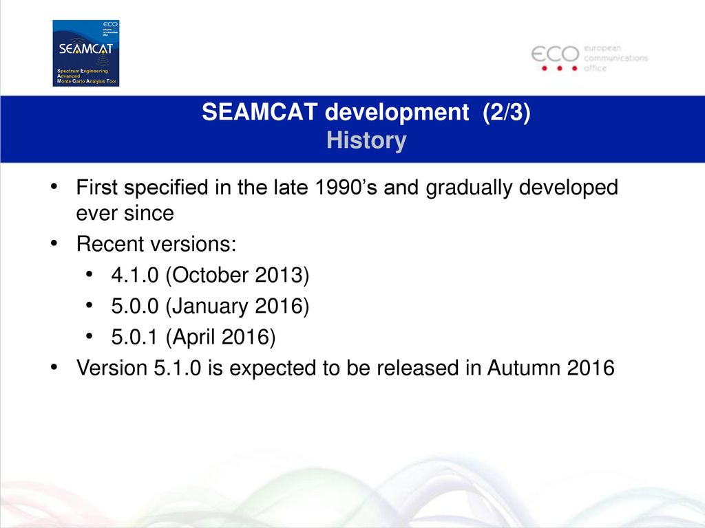 SEAMCAT development (2/3) History