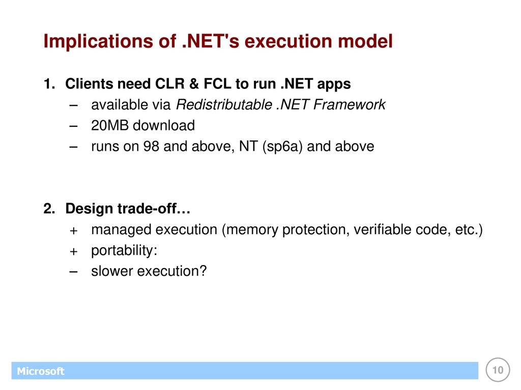 Implications of .NET s execution model