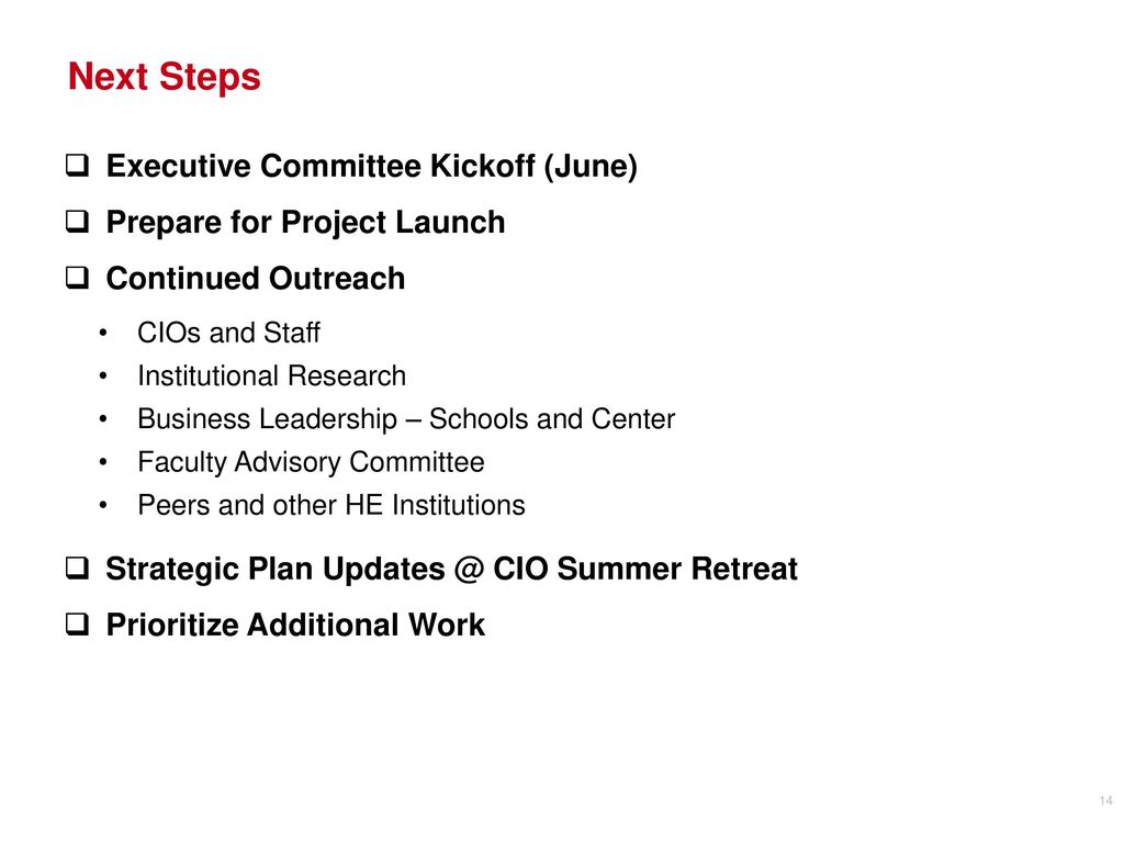 Next Steps Executive Committee Kickoff (June)