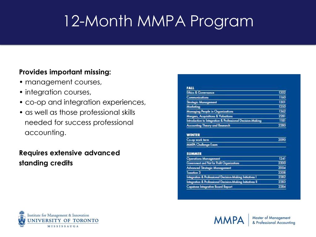 12-Month MMPA Program Provides important missing: