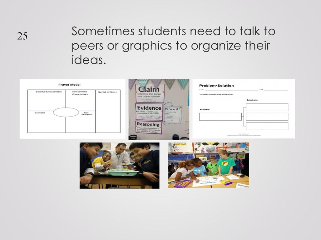 Sometimes students need to talk to peers or graphics to organize their ideas.