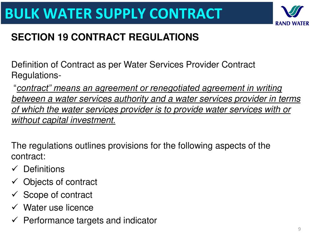 Bulk Water Supply Contracts - ppt download