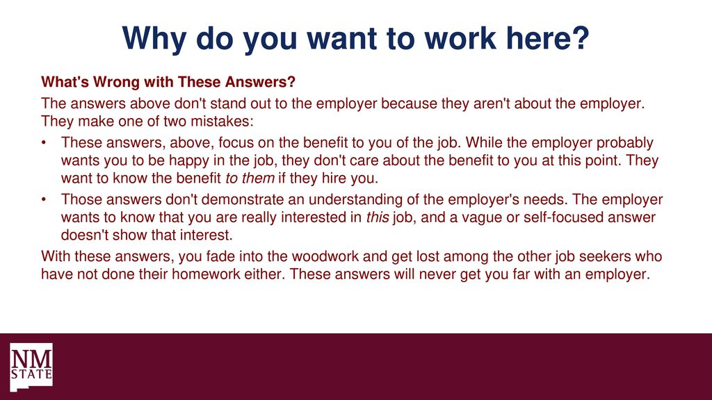 Why do you want to work here? Bad & good answers to this tough