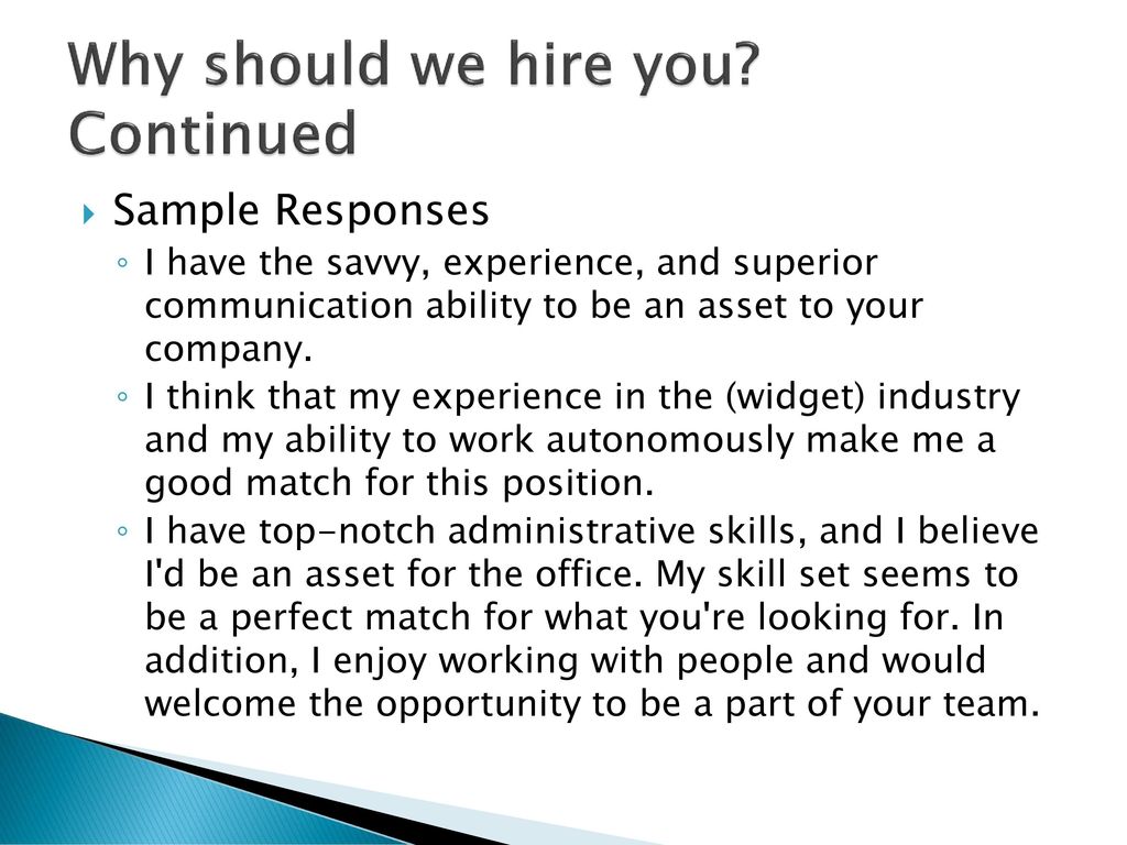 You we hire why should Why Should