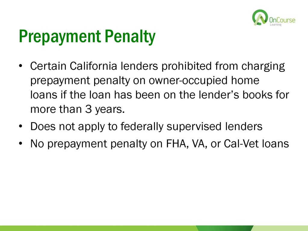 california prepayment penalty car loan