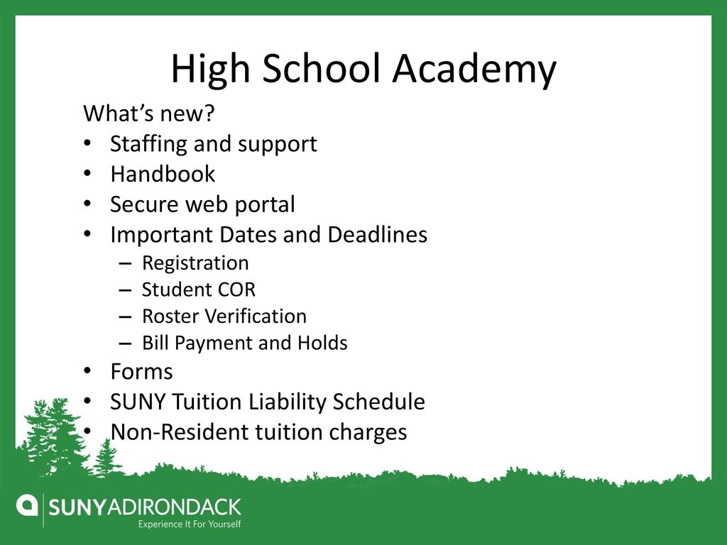 High School Academy What’s new Staffing and support Handbook