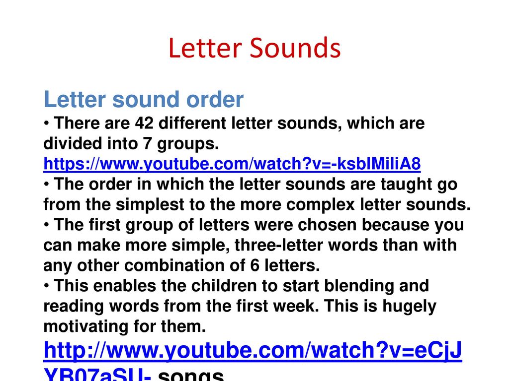 Letter Sounds Letter sound order